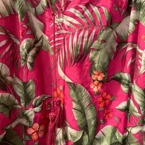 Tommy Bahama Beau Jardin Silk Blend Tassel Blouse Sz XS - Picture 10 of 11